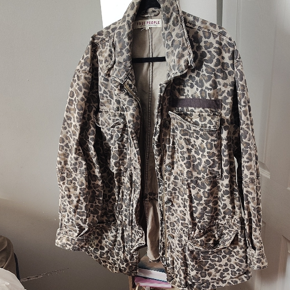 Free People Leopard Print Utility Jacket